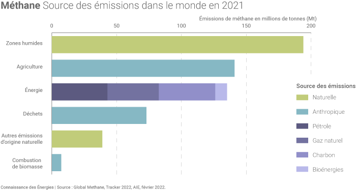 Sources des émissions de méthane dans le monde